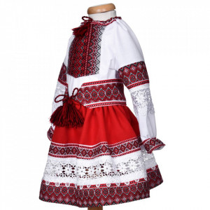 Costum traditional pentru fetite, 3 piese, copii 1 - 14 ani, alb - rosu, Denikos® 1030 - Img 5