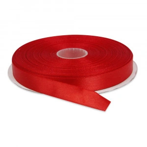 Panglica funda saten 1 cm latime, culoare rosu, Denikos, rola 22 m