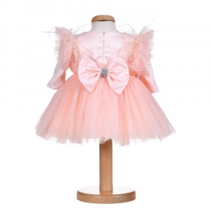 Rochita botez fete, culoare somon, 3 piese, Denikos® H028 - Img 2