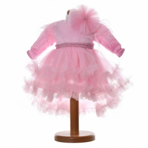 Set botez elegant, rochita 2 piese, trusou botez, cutie trusou si lumanare, decor dantela roz, Denikos® C9180 - Img 5