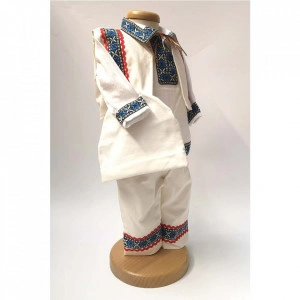 Set botez traditional baietel, trusou botez landou, lumanare si costum popular baiat, Denikos® 963 - Img 6