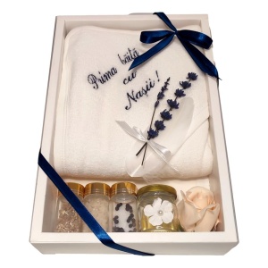 Set prima baita cu nasii, set baita dupa botez, bleumarin, Denikos NK85