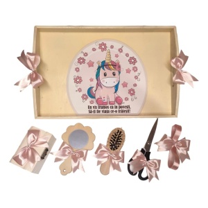 Set tava mot ruperea turtei tema Unicorn, fetita, fundite Roz pudrat, Denikos® TV059 - Img 2