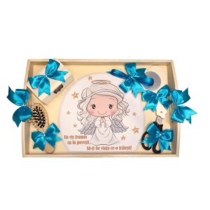 Set tavita mot ruperea turtei tema ingeras, fetita, fundite Turcoaz, Denikos® TV038