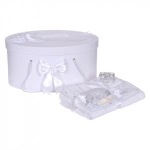 Set trusou botez, cutie trusou si lumanare, decor elegant dantela Alba, Denikos® 925 - Img 5