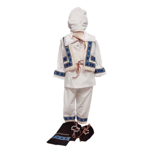 Costum botez national pentru baieti, alb, decor albastru, 6 piese, Denikos®PTB06 - Img 3