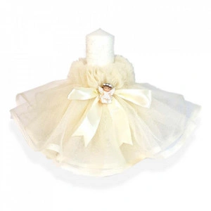 Set dantela trusou botez, cutie trusou si lumanare, Ingeras, decor ivoire, Denikos® 479 - Img 3
