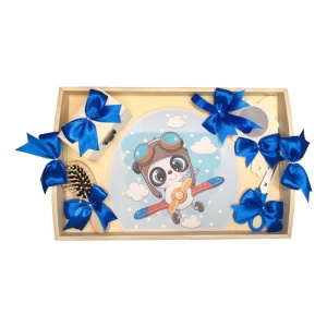 Set tava mot panda aviator, baietel 1 an, fundite albastre Denikos® TV001
