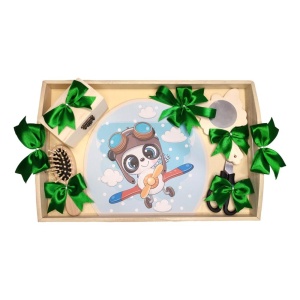 Set tava mot panda aviator, baietel 1 an, fundite verzi Denikos® TV006