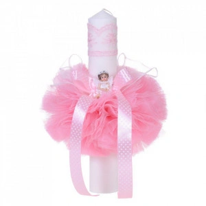 Set trusou botez, cutie trusou si lumanare, Ingeras, dantela roz, Denikos® 474 - Img 3