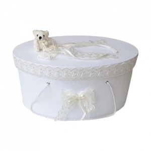 Set trusou botez si cutie trusou, Ursulet, dantela ivory, Denikos® 460 - Img 2