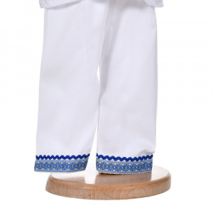 Costum traditional baietel, 4 piese, alb - albastru, Denikos® 0203 - Img 2