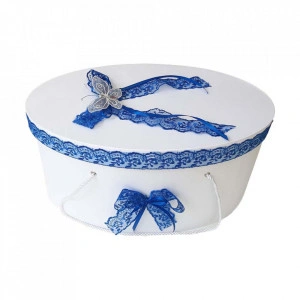 Cutie trusou botez dantela albastra si fluturas, Denikos® 381