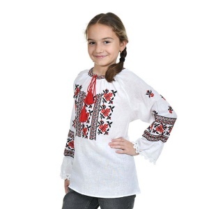 Ie traditionala fete, alba, broderie cu motive florale, traditionale romanesti, Denikos®TD243 - Img 2