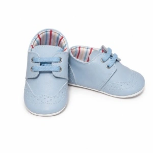 Pantofiori bleu pentru botez baieti - eleganti, comozi si usori pentru bebelusi, Denikos® H057