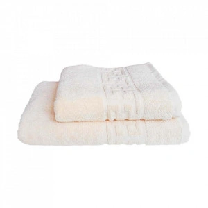 Set 2 prosoape groase si pufoase, bumbac, model grecesc, Crem, Denikos® 255 - Img 2