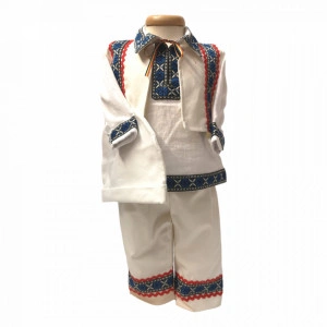 Set botez traditional baietel, trusou botez landou, lumanare si costum popular baiat, Denikos® 963 - Img 7