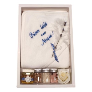 Set prima baita cu nasii, set baita dupa botez, traditional albastru, Denikos® NK92 - Img 2