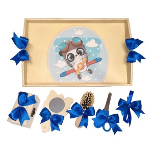 Set tava mot panda aviator, baietel 1 an, fundite albastre Denikos® TV001 - Img 2