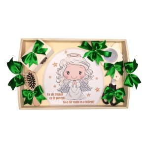 Set tavita mot ruperea turtei tema ingeras, fetita, fundite Verde, Denikos® TV039