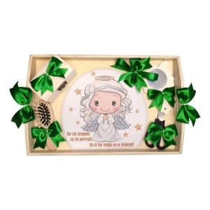 Set tavita mot ruperea turtei tema ingeras, fetita, fundite Verde, Denikos® TV039