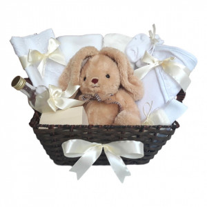 Cos cadou botez trusou si lumanare, Iepuras, decor Ivoire, Denikos® 661 - Img 2