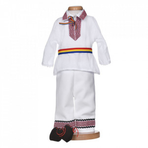 Costum national pentru baietel, 5 piese, broderie rosie, Denikos® 1019 - Img 2