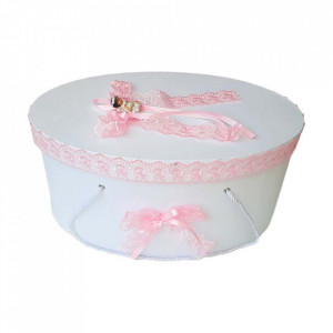 Cutie trusou botez dantela roz si ingeras, Denikos® 391
