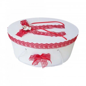 Set dantela trusou botez, cutie trusou si lumanare, Ingeras, decor Rosu, Denikos® 571 - Img 2