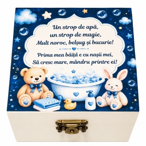 Set prima baita dupa botez cu nasii pentru baietel - Cutie amintiri, sapun, fulg si borcanel cu ingrediente traditionale, Denikos® NK96 - Img 2
