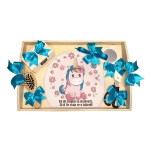 Set tava mot ruperea turtei tema Unicorn, fetita, fundite Turcoaz, Denikos® TV066