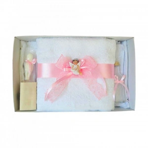 Set trusou botez, cutie trusou si lumanare, Ingeras, dantela roz, Denikos® 474 - Img 4