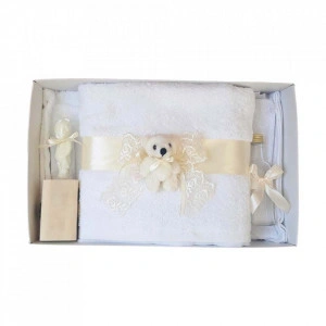 Set trusou botez si cutie trusou, Ursulet, dantela ivory, Denikos® 460 - Img 3