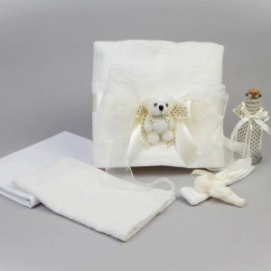 Trusou botez ivory cu ursulet NK0006