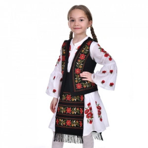 Vesta traditionala fetita, broderie traditionala florala, 2 - 10 ani, DNK0187