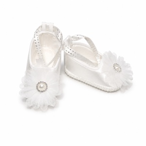 Botosei eleganti albi pentru botez fetite cu floare din tull si strasuri, masura unica, Denikos® H052 - Img 2