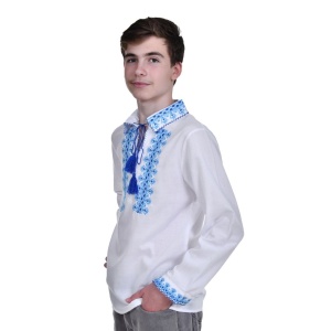 Camasa traditionala baieti, alba, broderie motive nationale romanesti, Denikos®TD207 - Img 3