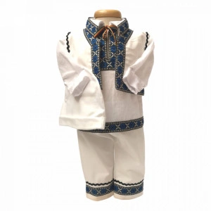 Costum traditional bebe baietel, Albastru, Denikos® 670