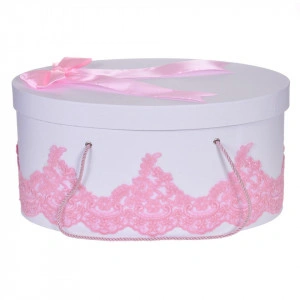 Cutie trusou botez dantela roz eleganta si o fundita asortata, Denikos® 825