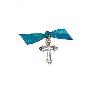 Set 25 cruciulite botez fundita turcoaz si cutie cadou Denikos® CB-30 - Img 2