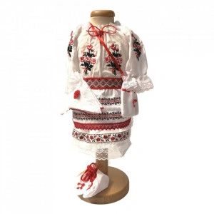 Set botez traditional fetita, trusou botez landou, lumanare si costum traditional, Denikos® 976 - Img 6
