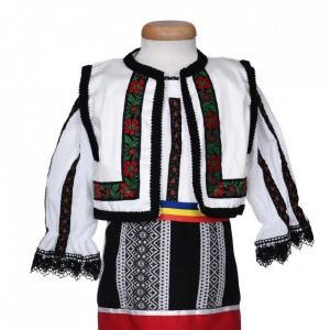 Set costum traditional fata, trusou botez landou si lumanare, decor popular, Denikos® 1054 - Img 6