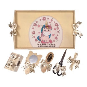 Set tava mot ruperea turtei tema Unicorn, fetita, fundite Crem ivoire, Denikos® TV061 - Img 2