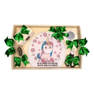 Set tava mot ruperea turtei tema Unicorn, fetita, fundite Verzi, Denikos® TV067