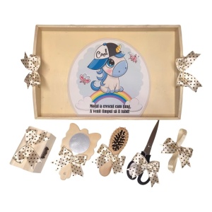Set tava mot tema Unicorn, baietel 1 an, fundite crem / ivoire, Denikos® TV056 - Img 2