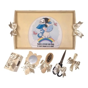 Set tava mot tema Unicorn, baietel 1 an, fundite crem / ivoire, Denikos® TV056 - Img 2
