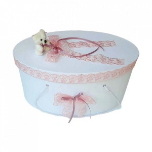 Set trusou botez, cutie trusou si lumanare, dantela si Ursuleti, decor roz pudra, Denikos® 556 - Img 2