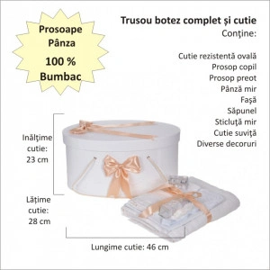 Set trusou botez, cutie trusou si lumanare iepuras pufos, dantela si fundite, decor Crem, Denikos® 896 - Img 4
