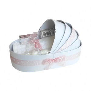Trusou botez complet, in landou, decor cu fundita dusty rose cu fluturasi Denikos® 152 - Img 3