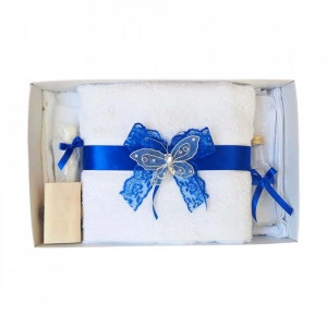 Trusou botez dantela albastra si fluturas Denikos® 413